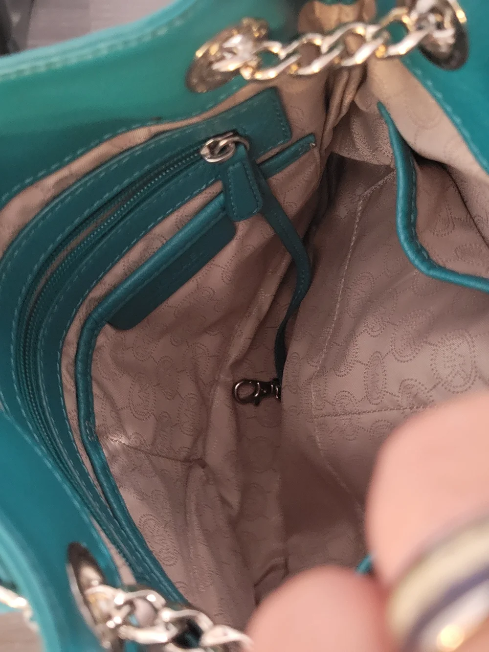 Michael Kors Turquoise Leather Shoulder Bag with Chain Strap